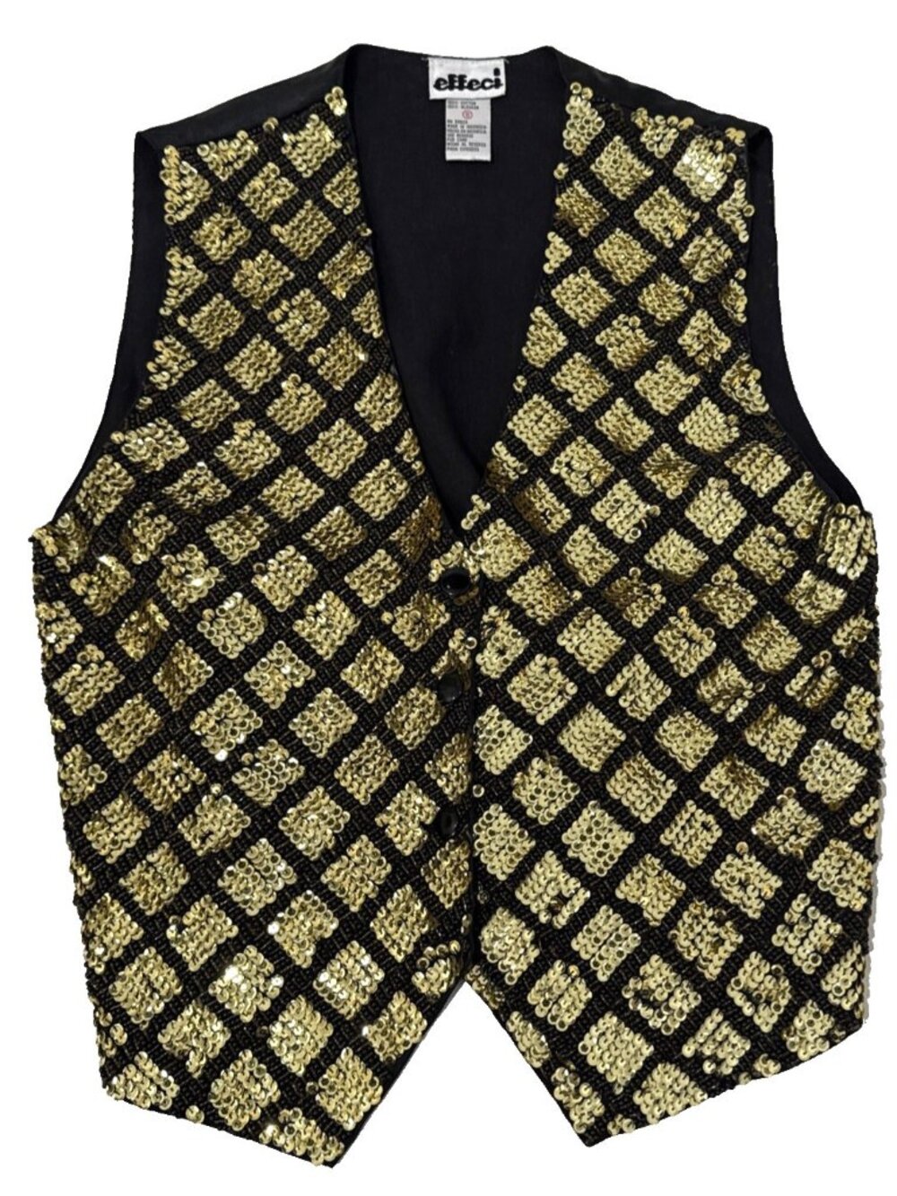 CREAZIONI EFFECI Vintage Gold/Black Sequin & Bead Button Close Vest Sz M